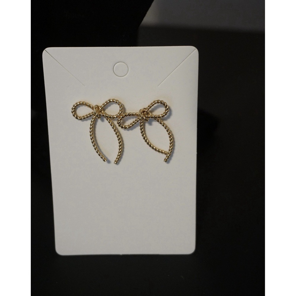 Gold-Tone Twisted Rope Bow‎ Stud Earrings